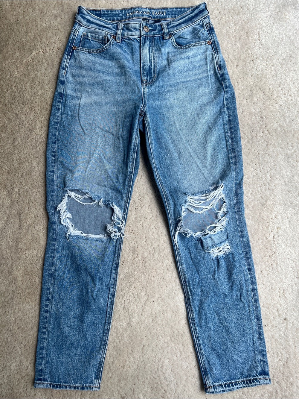 American Eagle Outfitters Light Blue Distressed Strigid Mom Jeans
